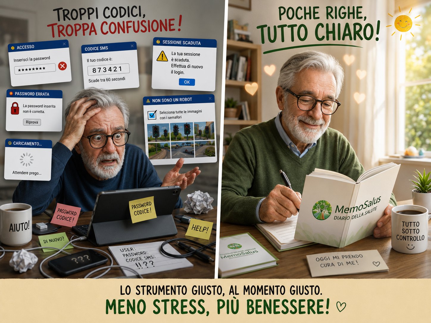 Memosalus® come strumento semplice su carta, senza password e complicazioni digitali