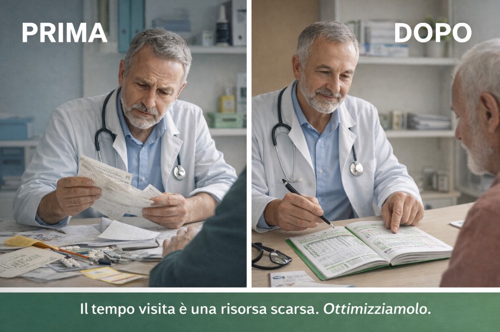 Confronto visivo tra informazioni sparse e informazioni ordinate prima della visita medica