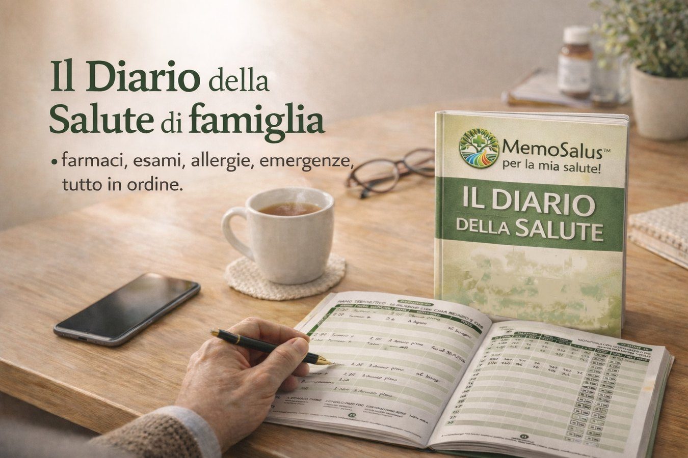 Memosalus® aperto su un tavolo